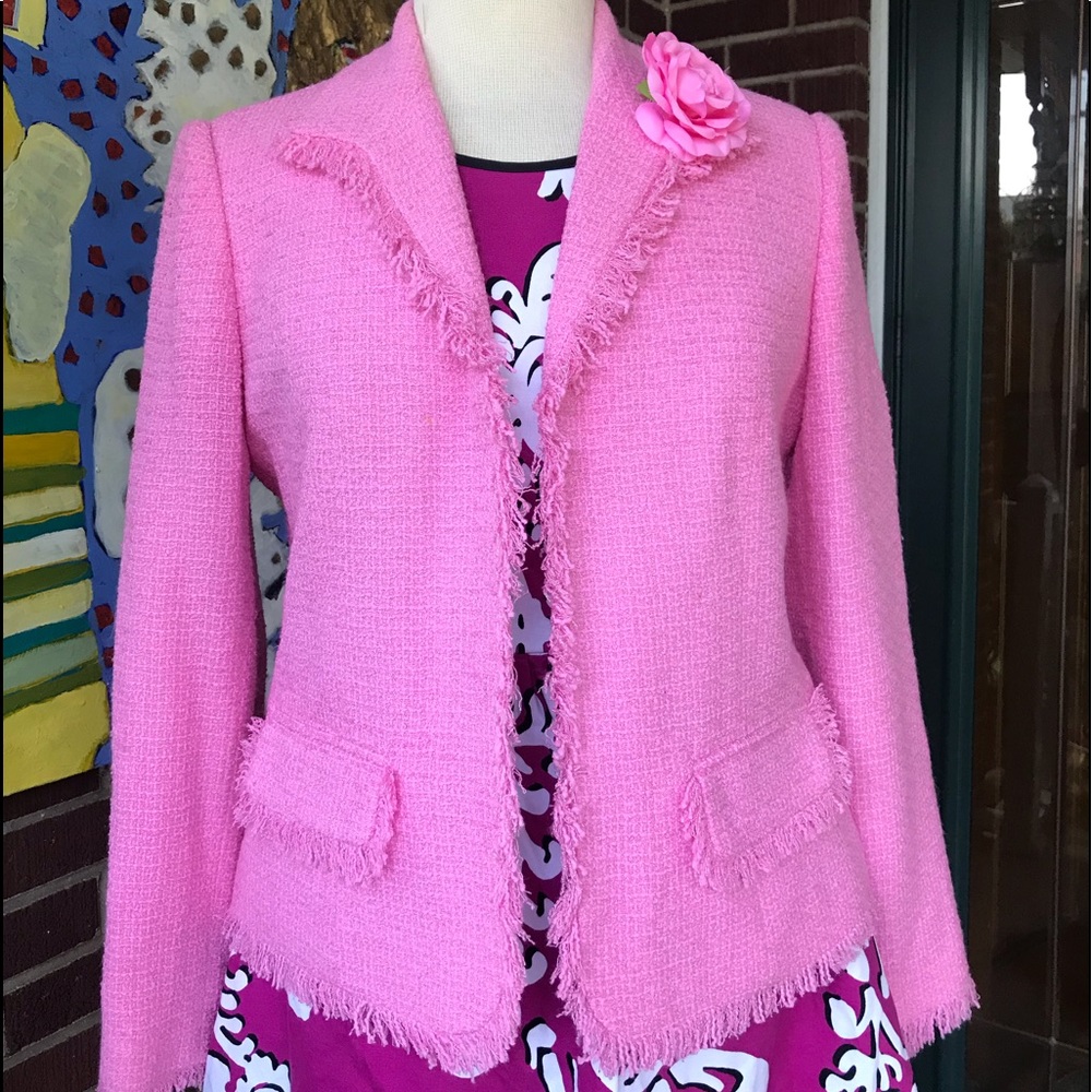 Sag Harbor Petite Tweed Blazer in Light Pink